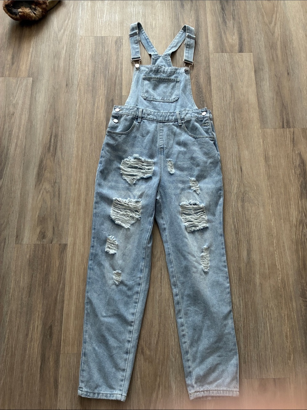 Distressed Denim Overalls